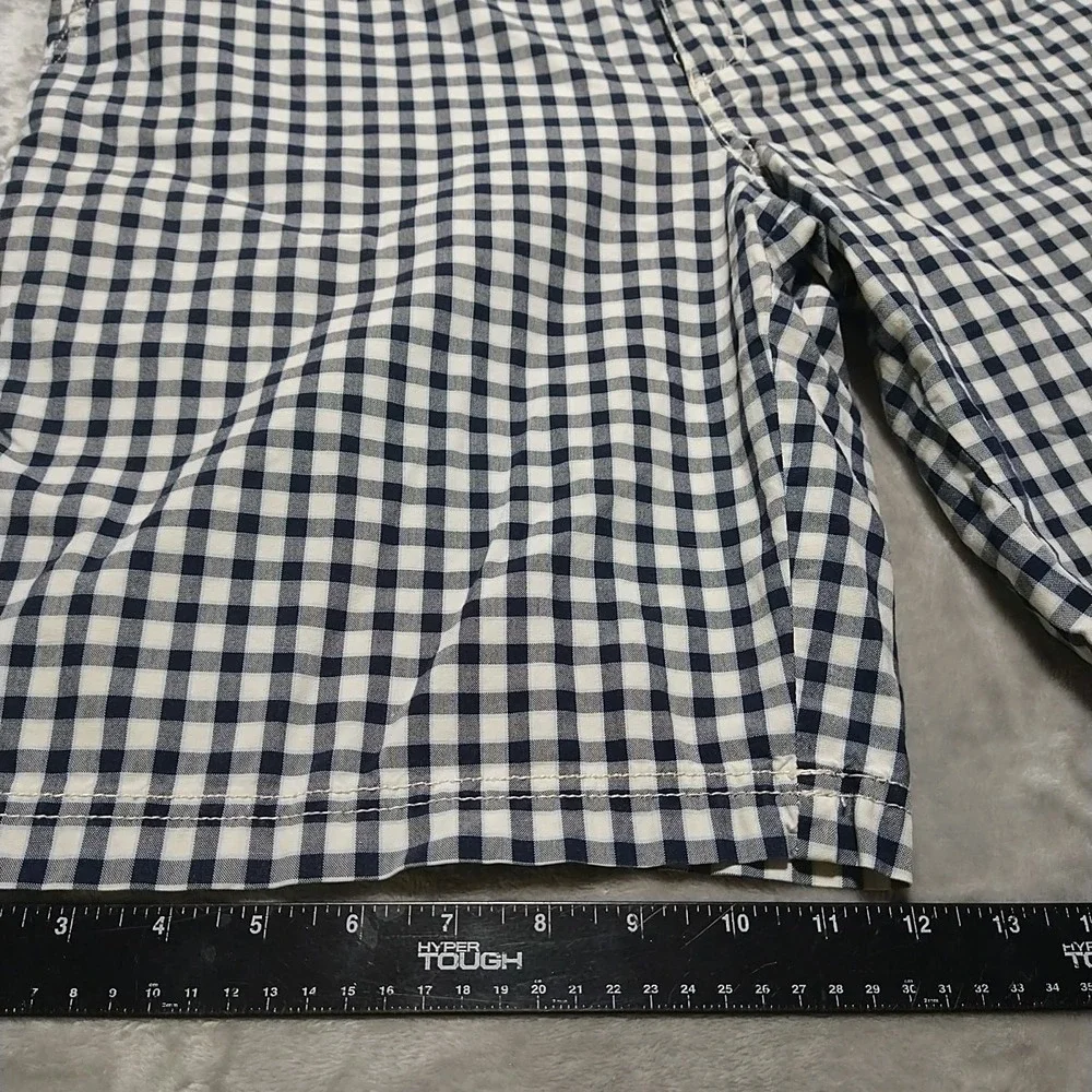 IZOD Chino Shorts Men 38/10 Navy Gingham Preppy College Lightweight Classic